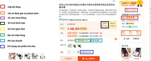 Biểu tượng đánh giá shop uy tín trên Taobao