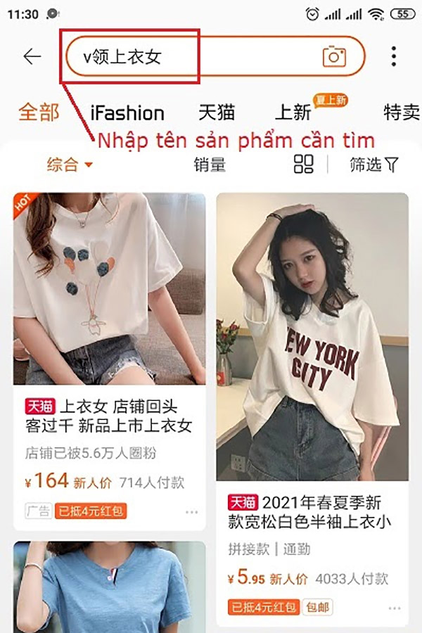 Tìm bằng từ khóa Taobao